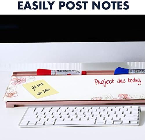 Quartet Glass Dry Erase White Board 18"W x 6"H, Compact Desktop Whiteboard with Storage Drawer, Floral (GDP186P) - Image 6