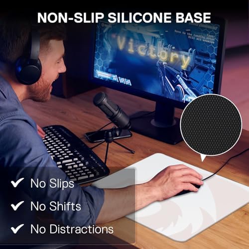 Redragon PG1M Glass Mouse Pad - Ultra-Smooth Precision Surface with Non-Slip Base, Easy to Clean, Hard Mousepad for Gaming - 13 x 13 x 0.15 inches, White - Image 4