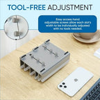 Elestoria 5-Slot Vertical Laptop Stand - Aluminum Laptop Stand Vertical for Desk -Laptop Holder with Adjustable Width (12-38mm) Compatible with MacBook Pro/Air & Gaming Laptops up to 17.3"-Grey - Image 3