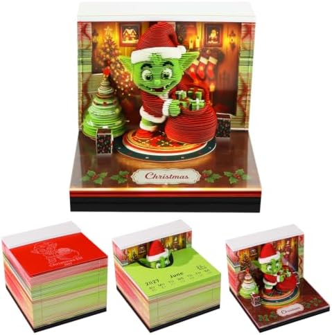 3D Calendar 2027, Tear-Away Desk Calendar, Paper Art Memo Pad, LED Light (Christmas C) by Unknown