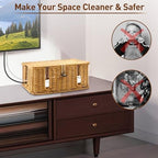 Cable Management Box - 2 Pack Cord Hider Organizer Boxs - Small & Medium Szie Power Cover Cord Box, Handwoven Rattan Cable Organizer for TV Computer USB Hub Power Strips & Cords - Image 5
