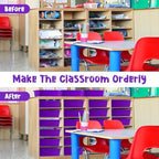 Sintuff 24 Pcs Classroom Paper Tray, Stackable Letter Size Bin, Purple - Image 5