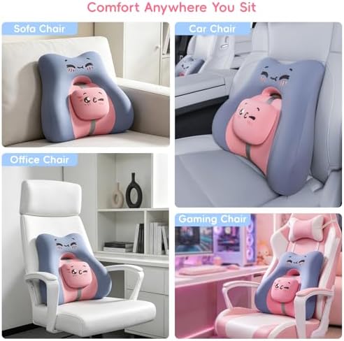 BEBAS Ergonomic Memoery Foam Lumbar Support Pillow for Car & Office, Blue - Image 7