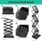 Folding Literature Rack, 6 Pockets Metal Brochure Holder Stand Floor Standing Magazine Rack，Double-sided Display Flyer Holder Stand Literature Stand for Trade Show Office Store Home - Image 5