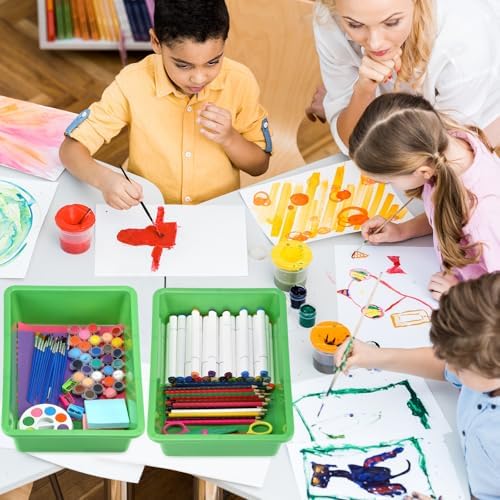 Sintuff 24 Pcs Classroom Paper Tray, Stackable Letter Size Bin, Green - Image 6