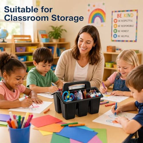 gisgfim 8 Pack Black Classroom Caddy Table Organizer with Handle - Image 5