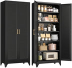 Polup 75" Pantry Cabinet, Tall Metal Storage Cabinet with Doors and Shelves by POLUP
