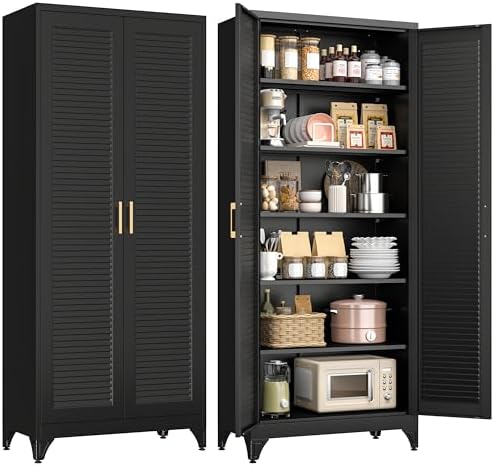 Polup 75" Pantry Cabinet, Tall Metal Storage Cabinet with Doors and Shelves by POLUP