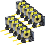 10 Pack Compatible for Dymo Rhino 18054 A18054 9mm 3/8 inch Black on Yellow Industrial Heat Shrink Tubes for Rhino 1000 3000 4200 5000 5200 6000 3M Label Maker Refills by KCMYTONER