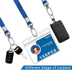 Segarty ID Badge Holder with Lanyard, 150 Pack Horizontal Clear Name Tags Badges with Blue Lanyards Bulk, Waterproof Plastic Nametag Card Holders for School Student Teachers, Business Office - Image 3