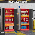 Fesbos Metal Storage Cabinet-72” Tall Steel File Cabinets with Lockable Doors and Adjustable Shelves-Black&Red Steel Storage Cabinet for Kitchen, Office, Garage - Image 4