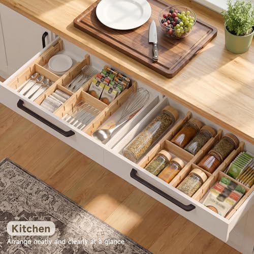 Bamboo Drawer Dividers, Expandable Kitchen Drawer Organizer - Image 4