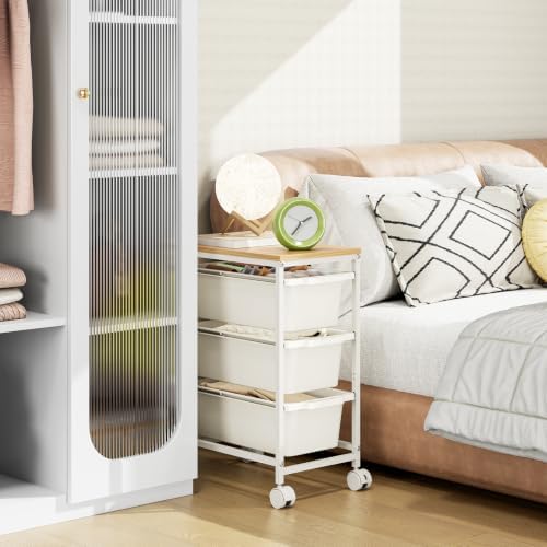 KINGBOARD Slim Rolling Cart with 3 Drawers, Metal Utility Storage Cart - Image 6