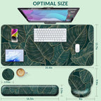 Desk Mat Set Keyboard and Mouse Pad with Wrist Rest Support - Image 3