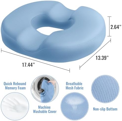 CloudBliss Donut Pillow Stadium Seat Cushion for Tailbone Pain Relief and Hemorrhoids, Memory Foam Seat Chair Cushion, Portable Seat Cushions for Bleachers, Car, Home & Office - Image 2