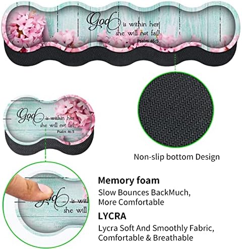 Mouse Pad Set, Large Gaming Mouse Pad + Keyboard Wrist Rest Support + Mouse Wrist Cushion + Coaster, Non-Slip Rubber Base, 31.5 x 11.8 in Extended Desk Mat for Office, Psalm 46-5 Pink Hyacinth - Image 3