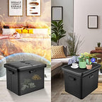 DocSafe Storage Ottoman with Lock,Fireproof Folding Ottoman Foot Rest Stool Storage Chest with Storage Safe for Important Documents,Waterproof 17 Inches Short Ottoman Foot Stool with Handles,Black - Image 2
