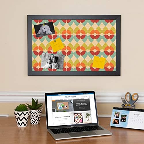 PinPix 19x15 inch Cork Bulletin Board. This Decorative Framed Pin Board Comes with Abstract Pattern in Color Design and Satin Black. Ideal for Home, Office Decor or School (PinPix-564) - Image 3