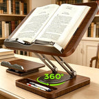 LOXP Book Stand with Storage, 360° Rotating Cookbook Stand, Ergonomic by LOXP