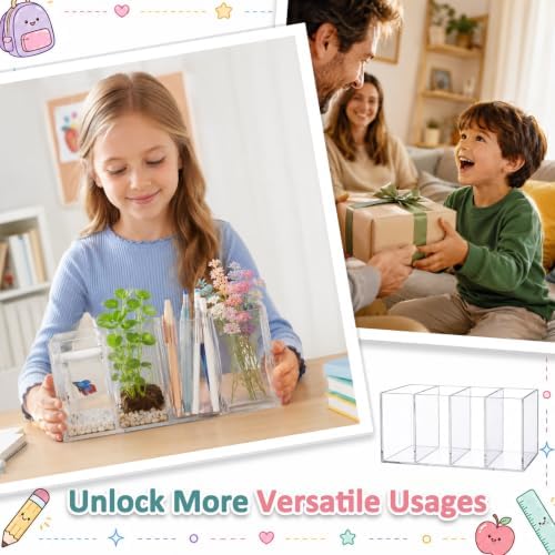 Mototo 3PCS Acrylic Pen Holder Back to School 4 Compartments Pen Organizer - Image 5