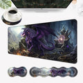 Desk Mat, Mouse Pad with Wrist Rest, 4-in-1 Large Mouse Pads for Desk, Ergonomic Mouse Pad and Keyboard Wrist Rest Gaming Keyboard Mat for Office,Purple Dragon by EFGWSDER