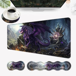 Desk Mat, Mouse Pad with Wrist Rest, 4-in-1 Large Mouse Pads for Desk, Ergonomic Mouse Pad and Keyboard Wrist Rest Gaming Keyboard Mat for Office,Purple Dragon by EFGWSDER