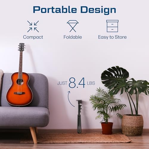 Projector Stand Tripod Laptop Tripod with Wheels & Adjustable Height Portable Podium Stand with Phone Holder Projector Holder for Home, Office, School & DJ Matte Black - Image 6