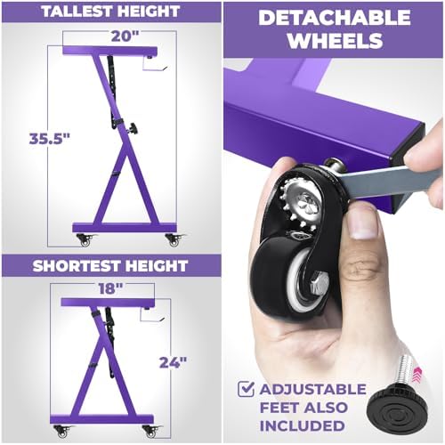 Liquid Stands Keyboard Stand w/ Wheels - Z Style Adjustable & Portable Professional Heavy Duty Digital Piano Stand - Fits 54-88 Key Electric Pianos - Sturdy Rolling Musical Keyboard Stand (Purple) - Image 3