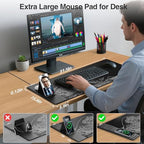 Wireless Charging Mouse Pad with Phone Holder, 31.5"x15.8" in, Black Wave - Image 3