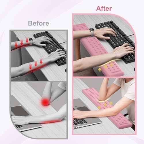 Leolee L-Shaped Desk Long Wrist Rest Elbow 60CM, Light Pink Arm Rest Desk - Image 3