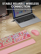 Wireless Keyboard and Mouse Combo, Cute Typewriter, Magnetic Wrist Rest - Image 4