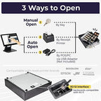 Volcora Cash Register Drawer for Point of Sale (POS) System - Black and Stainless Steel Front - Fully Removable 2 Tier Cash Tray, 5 Bill/8 Coin, 12-24V, RJ11/RJ12 Key-Lock - Under Counter - Image 4