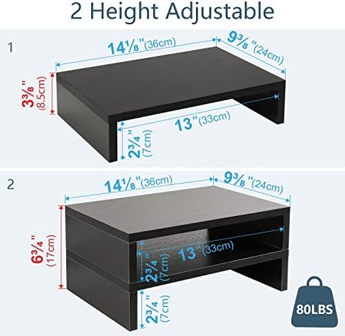 TEAMIX 2-Pack Wood Monitor Stand Riser for Desk , Black - Image 5