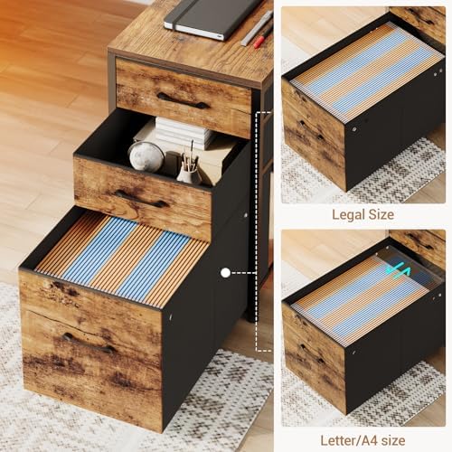 SEDETA 64.5" Reversible L Shaped Office Desk with Storage Drawers, Shelves - Image 6