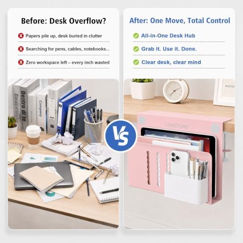 LUKETURE Desk Side Storage Laptop Holder No Drill Clamp On Organizer - Image 5