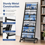 Magazine Rack 6-Tier Display Stand with Wheels, Floor Standing Holder - Image 6