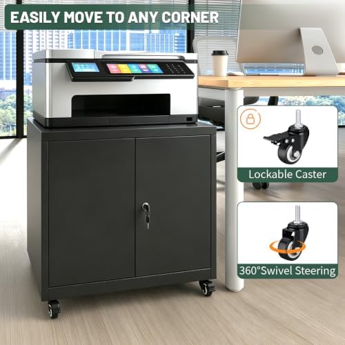 Large Rolling Printer Stand with Storage,Printer Table for Home Office - Image 5