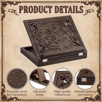 Amyhill Adjustable Wooden Bible Stand 13x10, Carved Book Holder, Vintage - Image 4