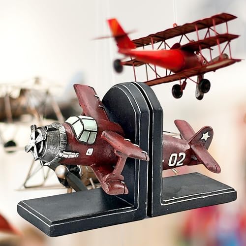 Bellaa Airplane Bookends, Biplane, Aeronautical, Wright Flyer Aircraft - Image 6