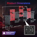 PEGZONE Controller and Headphone Holder Wall Mount, 7pcs, Black & Red - Image 6