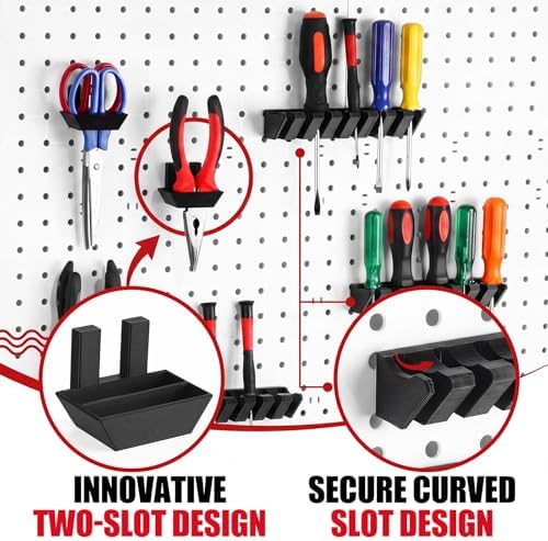 Novabright 6 Pieces Pegboard Organizer Accessories Set, Screwdriver Holder and Double Hole Pliers Holders, Pegboard Tool Hangers for Screwdrivers, Pliers, Scissors Wall Garage Workshop Storage (Black) - Image 3