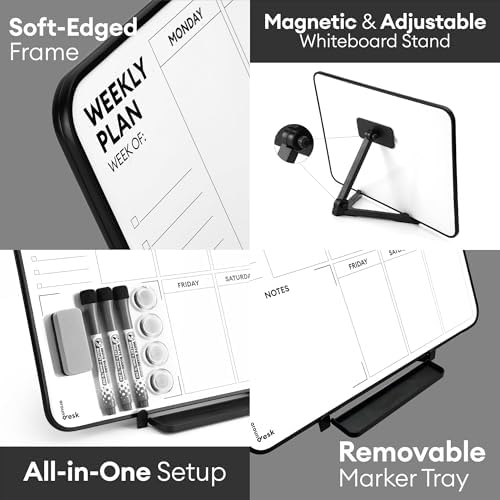 Double Sided Weekly Dry Erase Board with Stand 16"x12", to-do List White Board Calendar Dry Erase, Desktop Whiteboard Calendar, Schedule Board, Message Board, Menu Board for Home Office - Image 3
