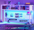 SEDETA White L Shaped Gaming Desk with Hutch, Power Outlet and Pegboard - Image 4