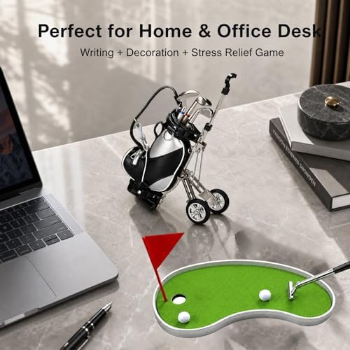 SANTA CASA Golf Pen Holder with 3 Pens, Mini Golf Desk Game for Golfers - Image 3