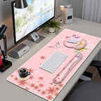 Peach Pink Butterflies Florals Mouse Pad, XXL Large Desk Mat Extended Reading Desk pad, 4 PCS Non-Slip Rubber Base Computer Big Mousepads for Work, Game, Office, Home Decor Cute Girls Woemn Gifts - Image 2