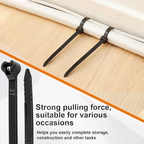 Blulu 7 Inch 500 Pcs Black Cable Ties with Metal Tooth Self Locking - Image 6