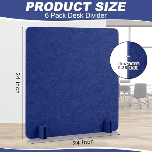 6 Pcs Acoustic Desk Divider Partition Privacy Panel 24 x 24",Blue - Image 2