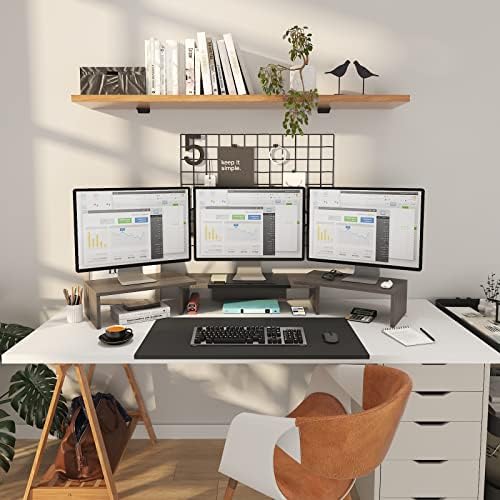 WESTREE Triple Dual Monitor Stand Riser, 56" Extra Long Monitor Stand for 1~2~3 Monitors, Monitor Stand with Length and Angle Adjustable, 3 Shelf Desktop Organizer Riser for Monitor Computer Laptop - Image 2