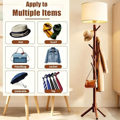 Floor Lamp with Coat Rack, 2-in-1 Entryway Standing Lamp with 7 Hooks, 3 Color Dimmable 78.8" Tall Lamps for Living Room Corner, Bedroom, Small Apartments & Foyers - Image 2