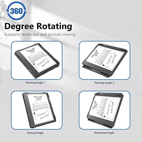E NET-CASE Case for Kindle Scribe 10.2 inch 2024 & 2022 Released, Multi-Viewing 360 Degree Rotating Cover with Stand, Auto Sleep/Wake with Pen Holder, (Black) - Image 2